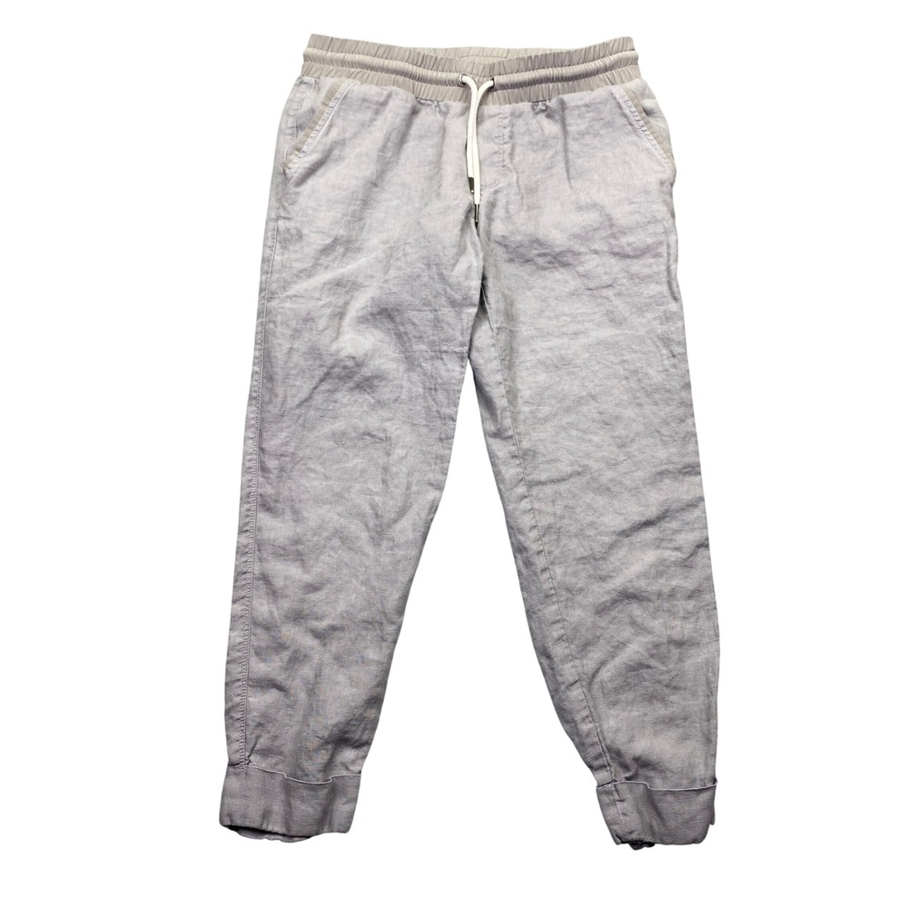 Athleta Linen Joggers Grey Mauve Drawstring Tapered Pants Size 4 Grunge Boho